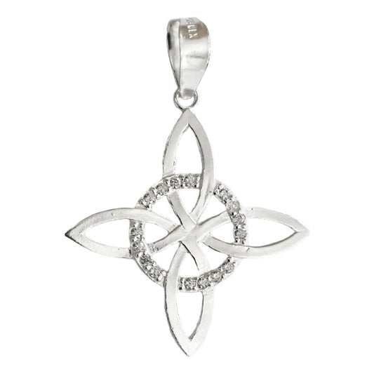 Dije Nudo De Bruja Celta Plano Zirconias Plata Ley S925 Plateado