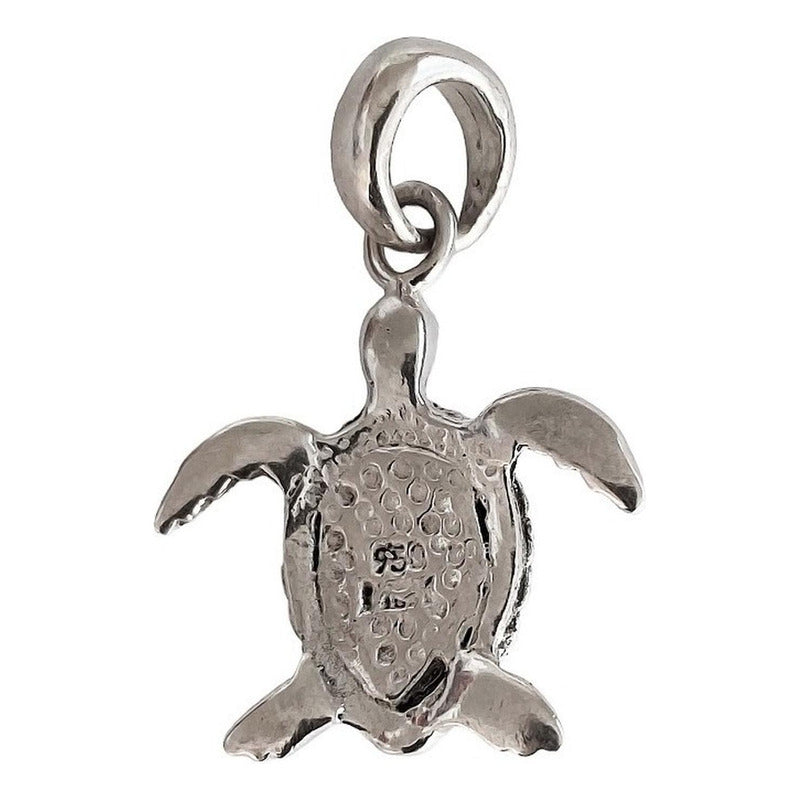 Dije Tortuga Con Piedra Natural Tallada De Plata Solida 925