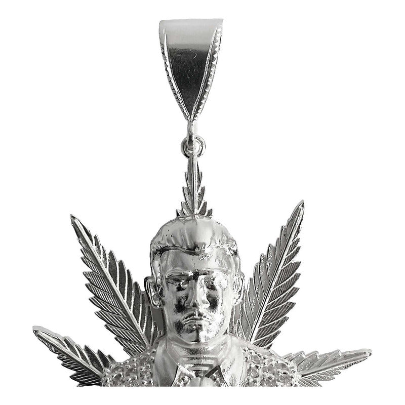 Dije Grande Jesús Malverde Cannabis Zirconias Plata Ley 925