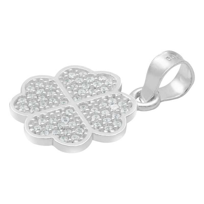 Dije Trebol Cuatro Hojas Corazón Amor Regalo Mujer Plata 925