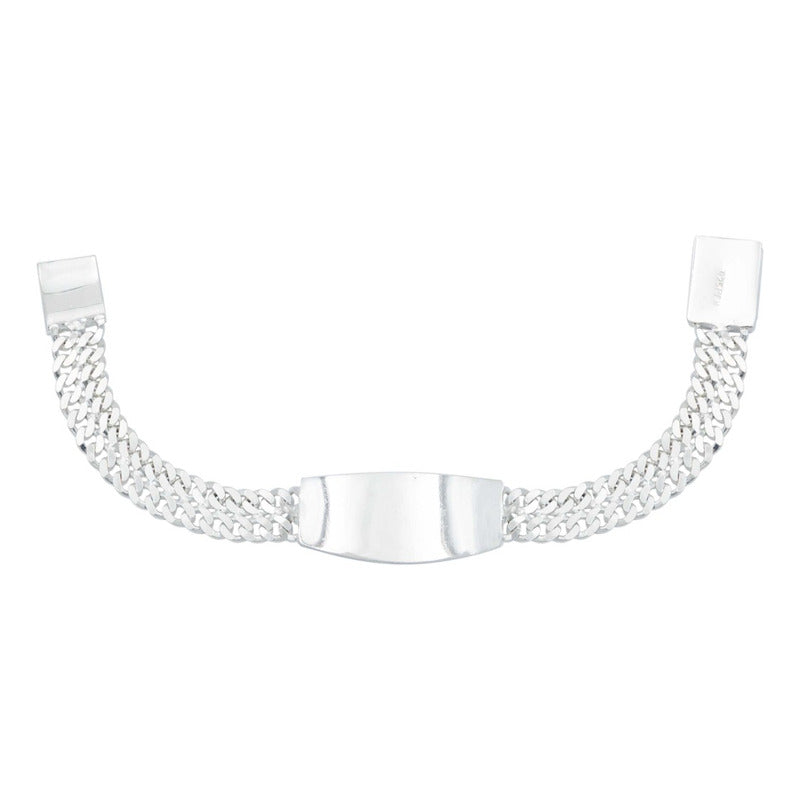 Esclava Niño Doble Cubana Diamantada Caja Plata 925 8 Mm
