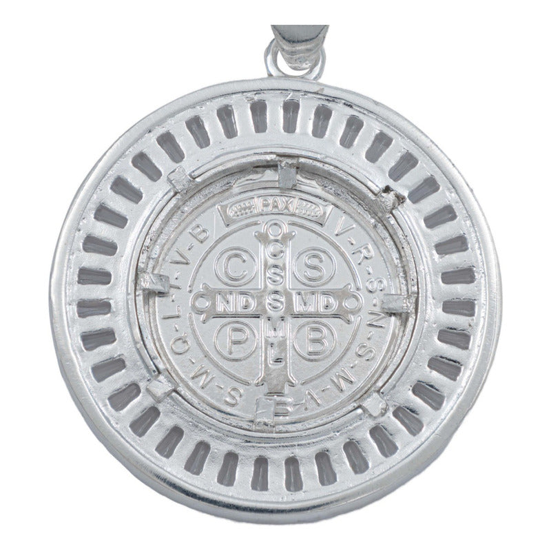 Dije Grande Doble Vista San Benito Bisel Baguette Plata 925