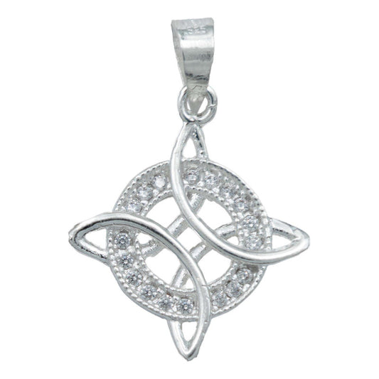 Dije Nudo De Bruja Modelo 2 Con Zirconias Plata Solida S925 Blancas