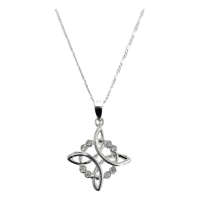 Collar Nudo De Bruja 8 Zirconias Mujer Regalo Plata Ley 925