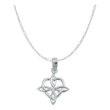 Dije Nudo De Bruja Corazón Liso Mujer Con Cadena Plata 925