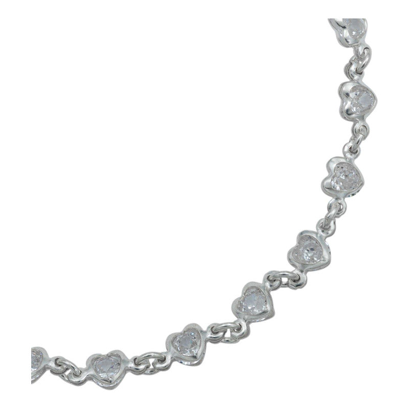 Pulsera Corazones Zirconias Amor Mujer Regalo Plata 925