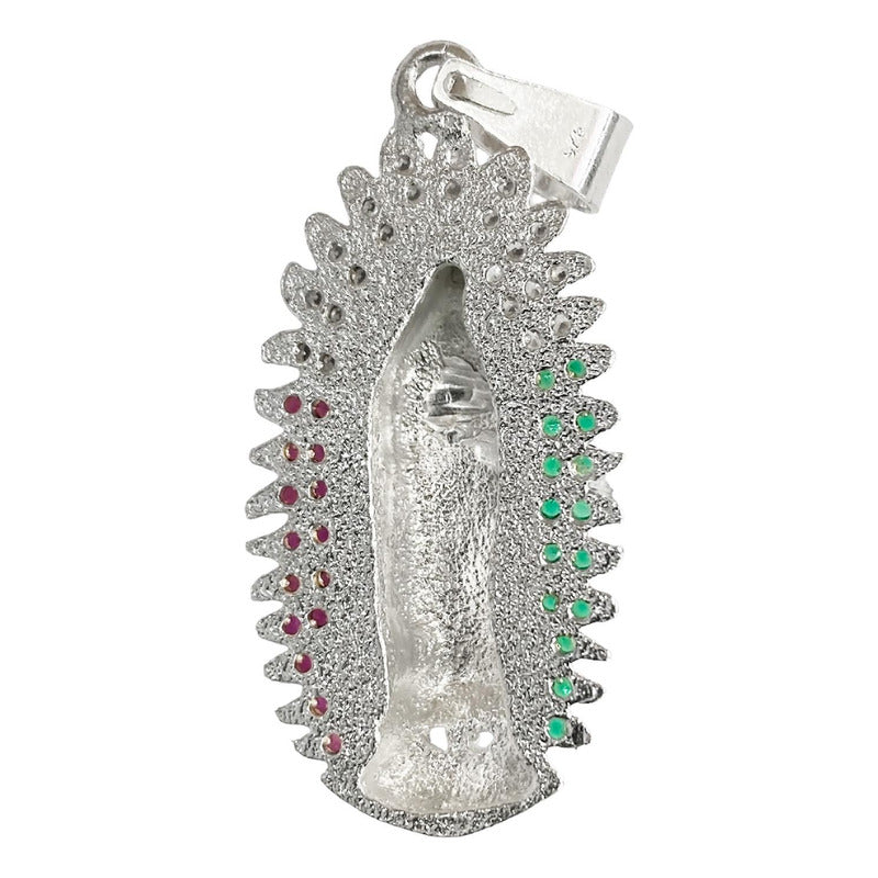 Dije Grande Virgen De Guadalupe Zirconias Plata 925