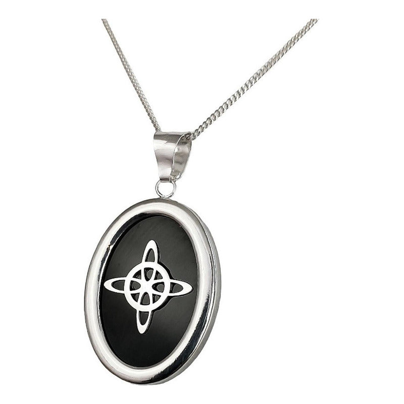 Collar Cadena Barbada Nudo De Bruja Encapsulada Plata 925