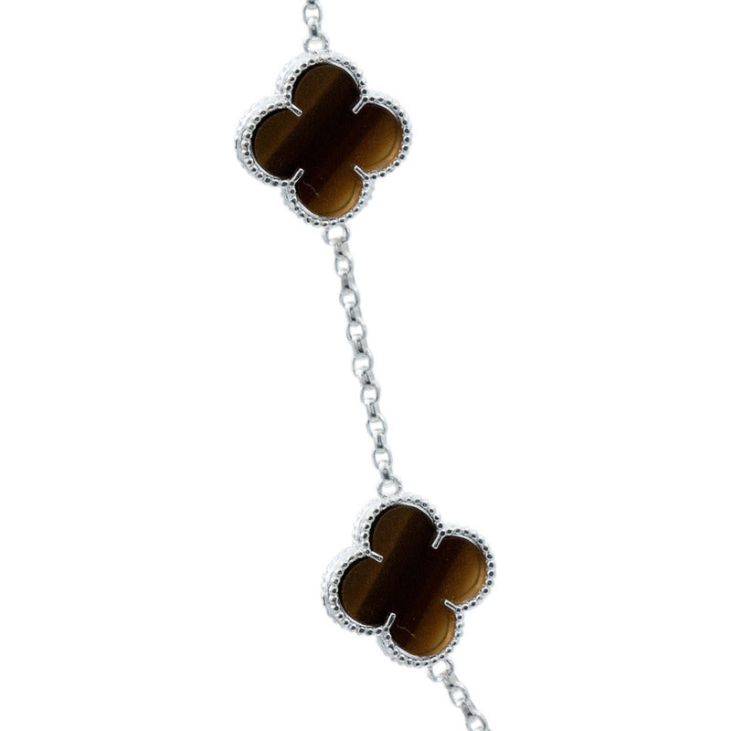 Cadena Con Dijes Trebol Esmaltado Corridos Plata 925 65 Cm