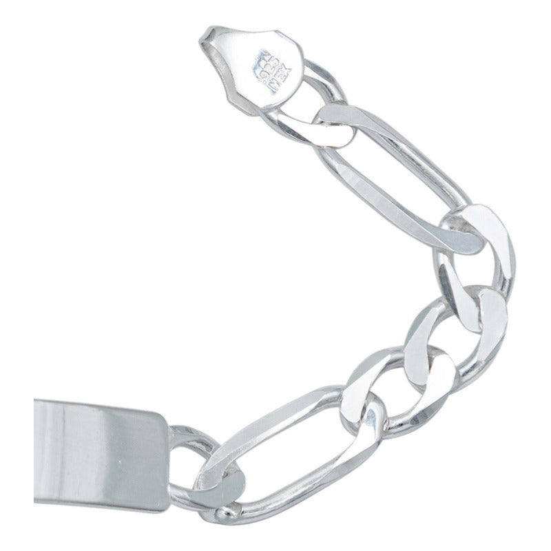 Pulsera Esclava Figaro 3x1 Gruesa Hombre Plata 925 7 Mm
