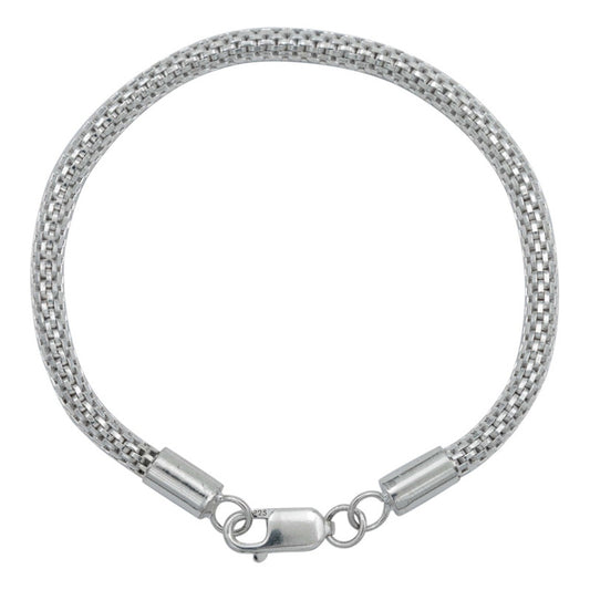 Pulsera Tejido Malla Regalo Hombre Mujer Plata 925 4 Mm
