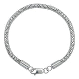 Pulsera Tejido Malla Regalo Hombre Mujer Plata 925 4 Mm