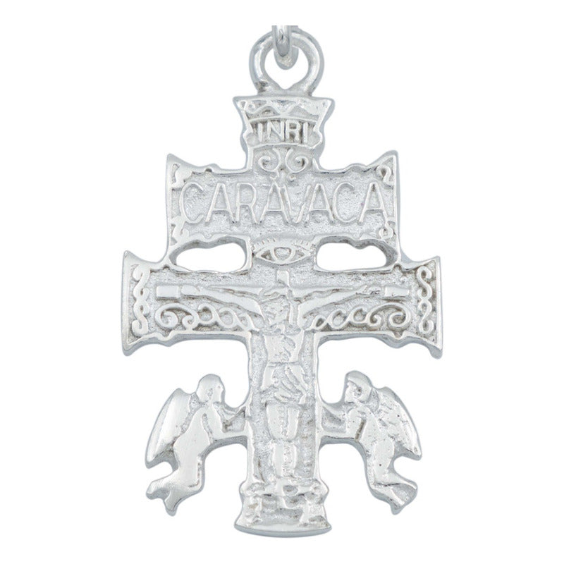 Dije Cruz Caravaca Mediana Angeles Regalo Hombre Plata 925 Plateado