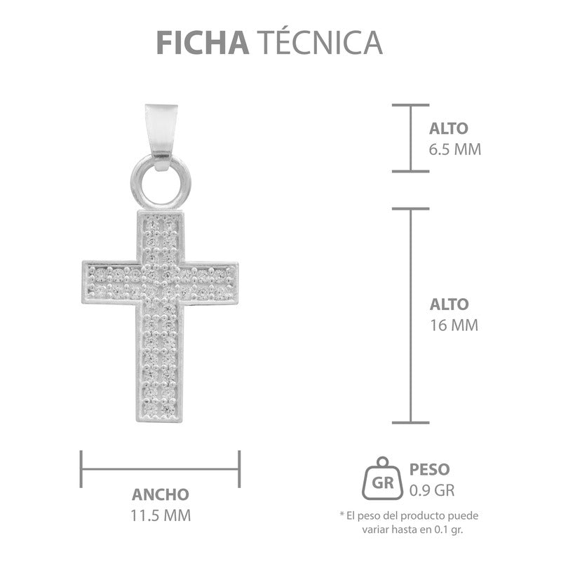 Dije Cruz Zirconias Bautizo Mujer Regalo Plata 925 2.4 Cm Blanco