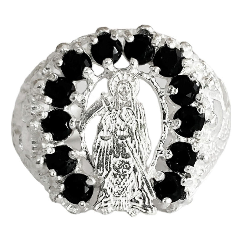 Anillo Santa Muerte Herradura Zirconias Plata Ley 925