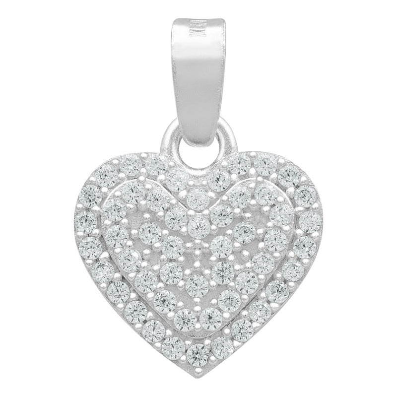 Dije Corazón Zirconia Mujer Amor Mamá Regalo Plata 925 1.7cm
