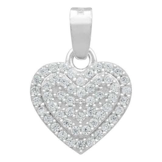 Dije Corazón Zirconia Mujer Amor Mamá Regalo Plata 925 1.7cm Blanco
