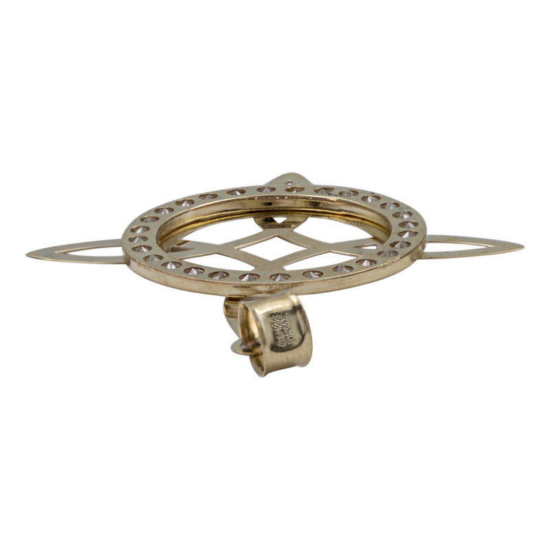 Dije Nudo De Bruja Enorme Plano Zirconias Unisex Oro 10k Dorado