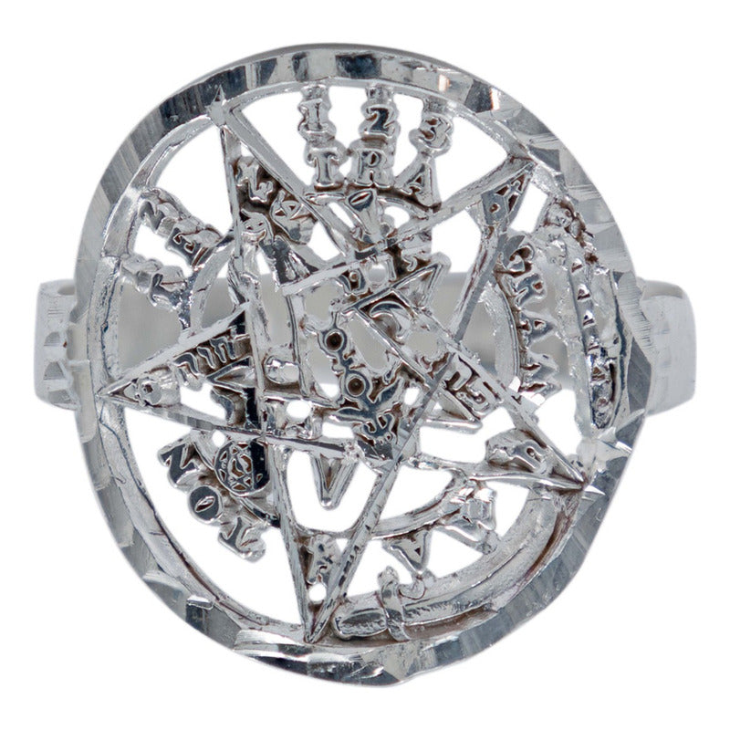 Anillo Tetragramaton Diamantado Hombre Mujer Plata 925
