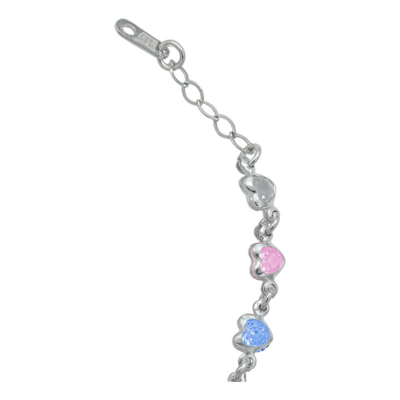 Pulsera Corazones Zirconias Amor Mujer Regalo Plata 925