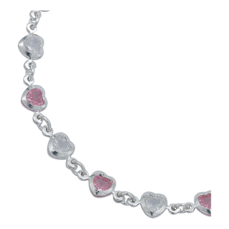 Pulsera Corazones Zirconias Amor Mujer Regalo Plata 925