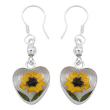 Aretes Girasol Encapsulado Amor Regalo Shrek Plata 925