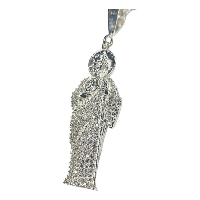 Dije Medalla San Judas Tadeo Mediano Zirconias Plata Ley 925
