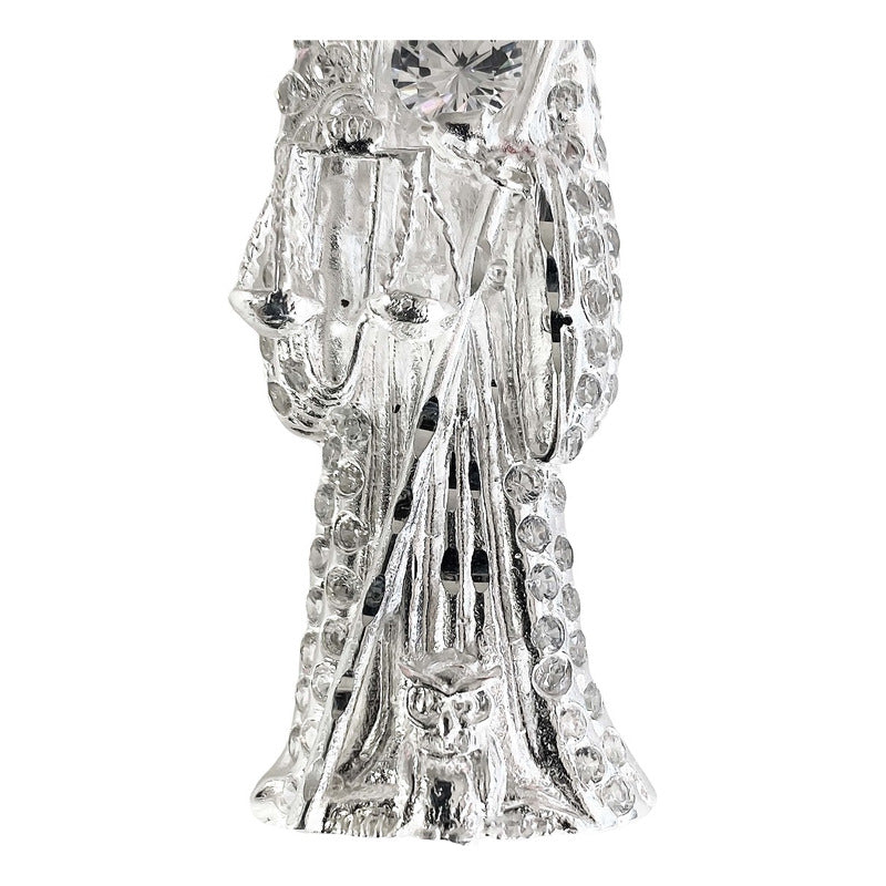 Dije Medalla Gigante Santa Muerte Con Zirconias En Plata 925