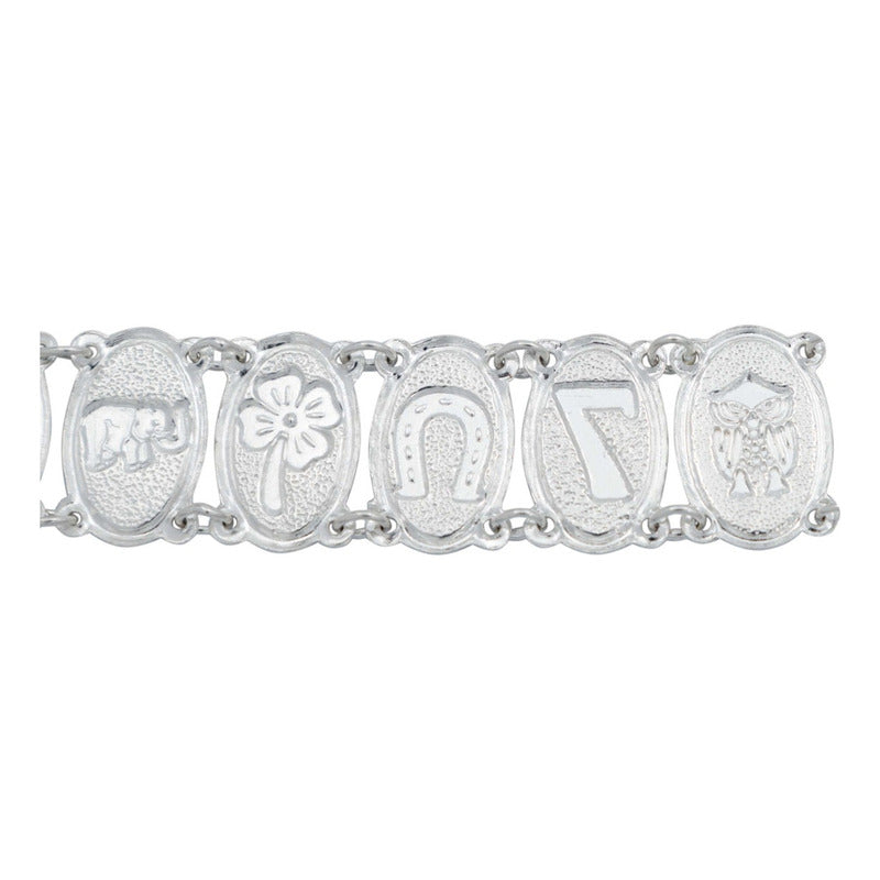 Pulsera De La Suerte Medallas Trebol Elefante Buho Plata 925