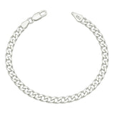 Pulsera Esclava Hombre Mujer Cubana Barbada Plata .925 4 Mm Plateado 6 Cm 21 Cm