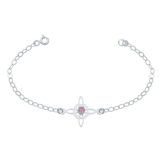 Pulsera Ajustable Nudo De Bruja Celta Zirconia Plata 925