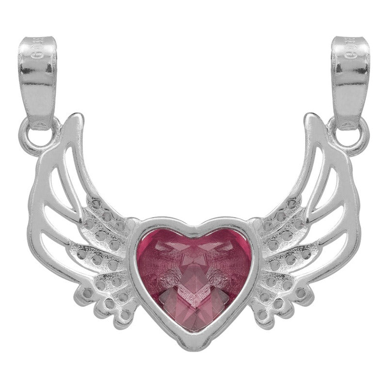Dije Corazón Alas Zirconias Amor Mujer Mamá Regalo Plata 925