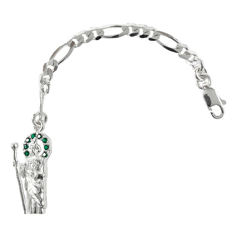 Pulsera Chica San Judas Tadeo Zirconias Plata Ley 925