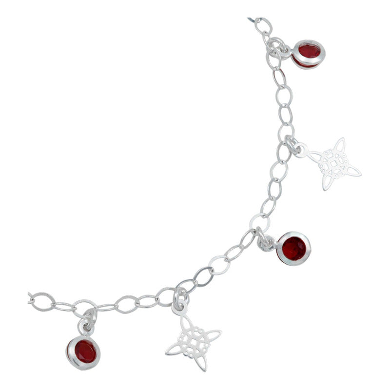 Pulsera Ajustable Nudo De Bruja Laser Zirconia Plata 925