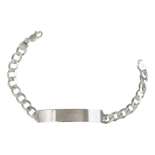 Esclava Hombre Pulsera Cubana Plata 925 Placa Gruesa 9 Mm
