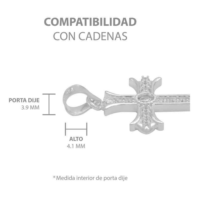 Dije Cruz Chica Zirconia Central Redonda Mujer Plata 925