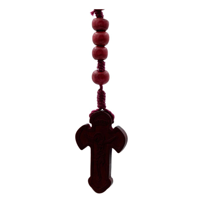 Rosario Católico Madera San Benito Cristo Virgen Grabados