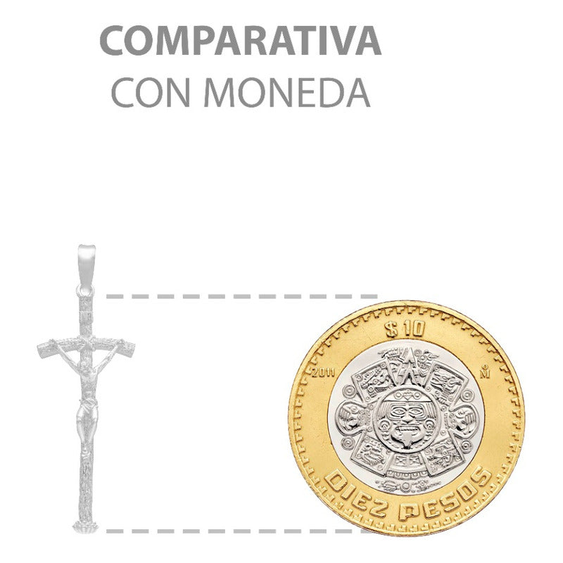 Dije Chico Cruz Cristo Crucificado Ramas Madera Plata 925 Plateado