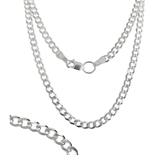 Cadena Cubana Barbada Plata S925 Hombre Mujer 55 Cm X 3 Mm Plateado