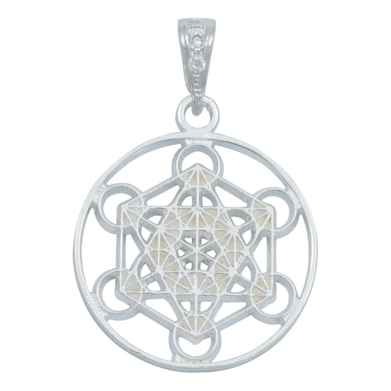 Dije Metatron Geometría Estrella Mediano Zirconia Plata 925