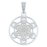 Dije Metatron Geometría Estrella Mediano Zirconia Plata 925