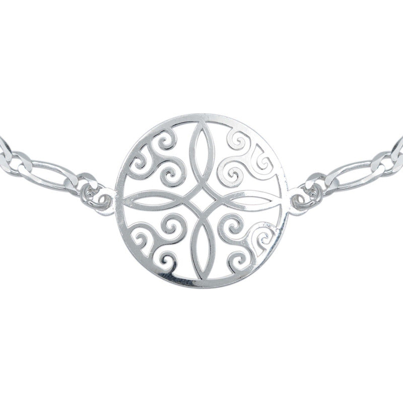 Pulsera Con Medalla Nudo De Bruja Figaro 1x1 Plata 925 4 Mm