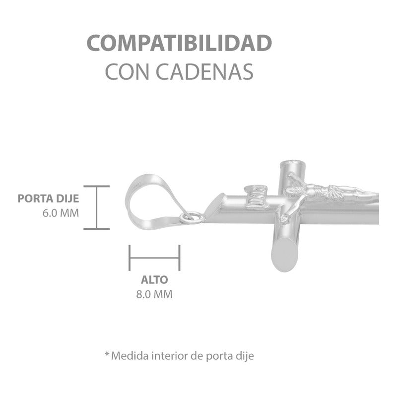 Dije Cruz Tubo Tubular Lisa Cristo Hombre Plata 925 5 Cm Plateado