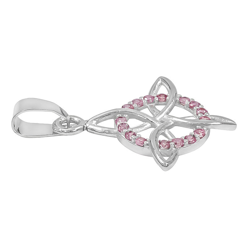 Dije Nudo De Bruja Celta Con Zirconias En Plata Solida 925 Rosa Alto/ancho 3.3 Cm X 2.3 Cm