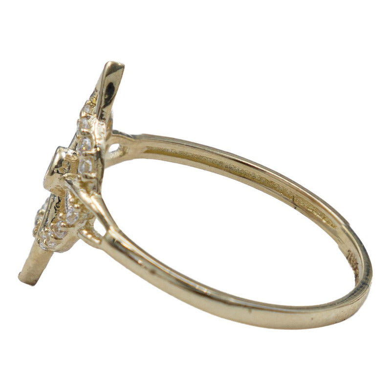 Anillo Nudo De Bruja Celta Zirconias Ligero Oro 10k