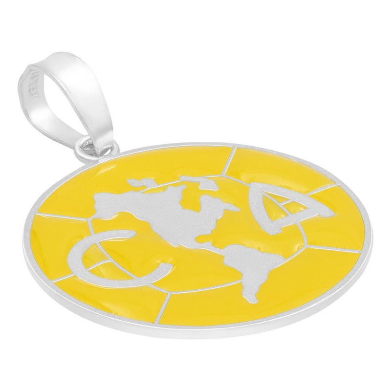 Dije Escudo America Club Esmaltado Resina Futbol Plata 925 Amarillo