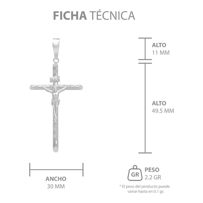 Dije Cruz Tubular Diamantado Ajedrez Cristo Plata 925 6.1 Cm Plateado