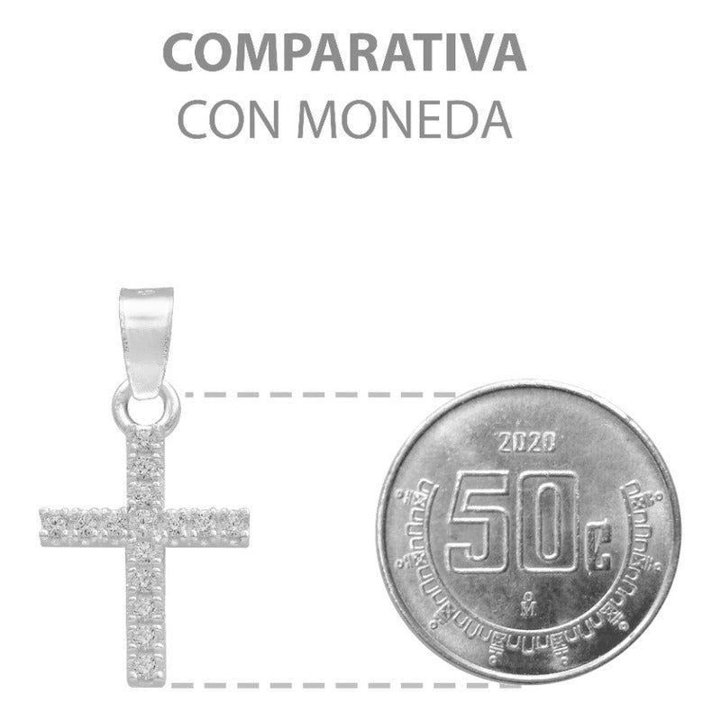 Mini Dije Cruz Pequeña Zirconia Niños Regalo Plata 925 2.2cm