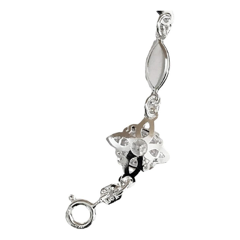 Pulsera Ajustable Nudo De Bruja Zirconia Centro Plata 925