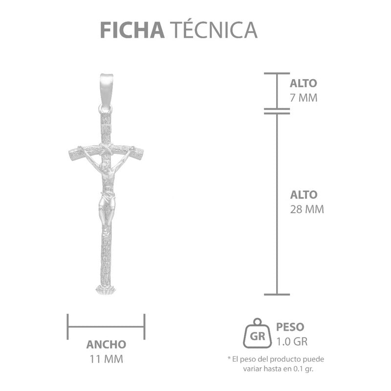 Dije Chico Cruz Cristo Crucificado Ramas Madera Plata 925 Plateado